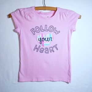 Jumping Bean Puff Cap Shoulder Pink T-shirt Girls Sz 6 EUC